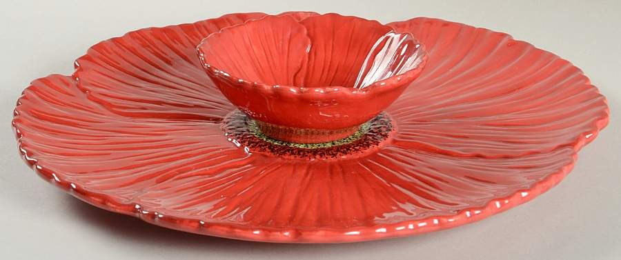 Fleur Rouge Figural (Red) (2 Piece) Chip & Dip Set by Ambiance-1