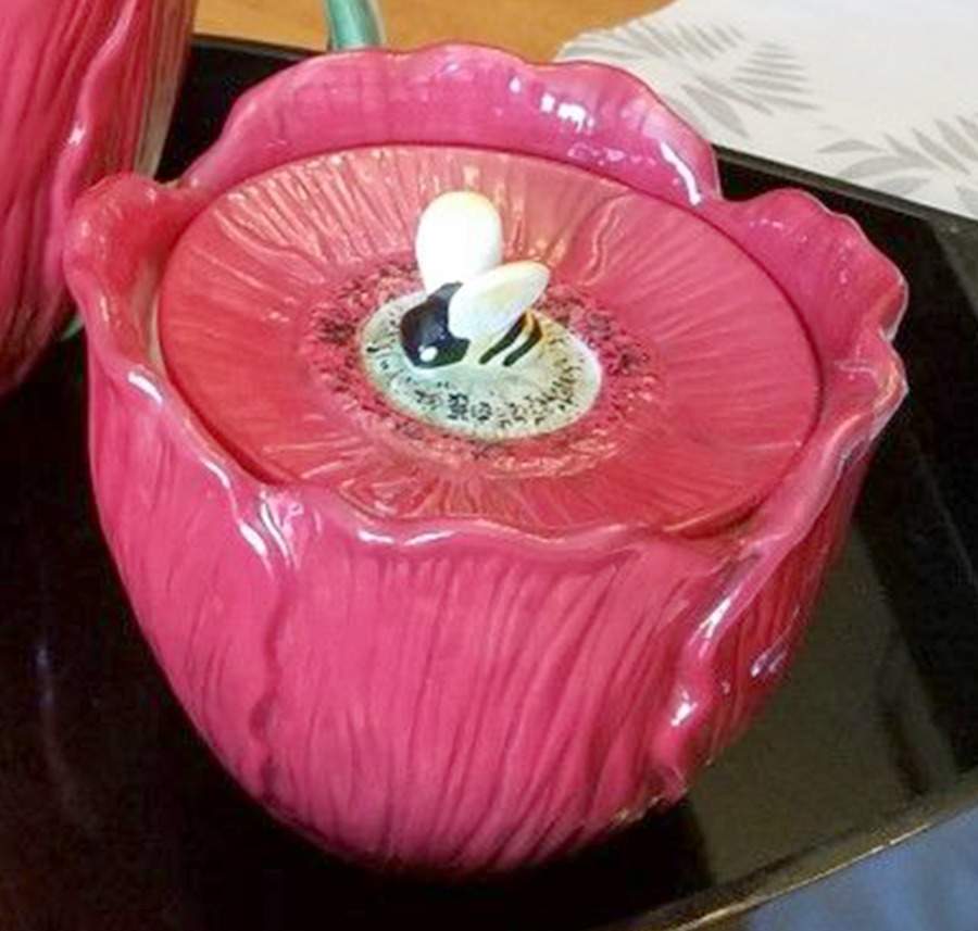 Fleur Rouge Figural (Red) Sugar Bowl & Lid by Ambiance-1