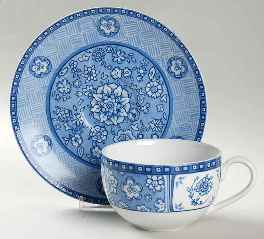 Canton Flat Cup & Saucer Set by 222 Fifth (PTS)-1