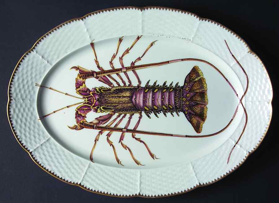 Waterlily Seascape 13" Oval Serving Platter by Anna Weatherley-1