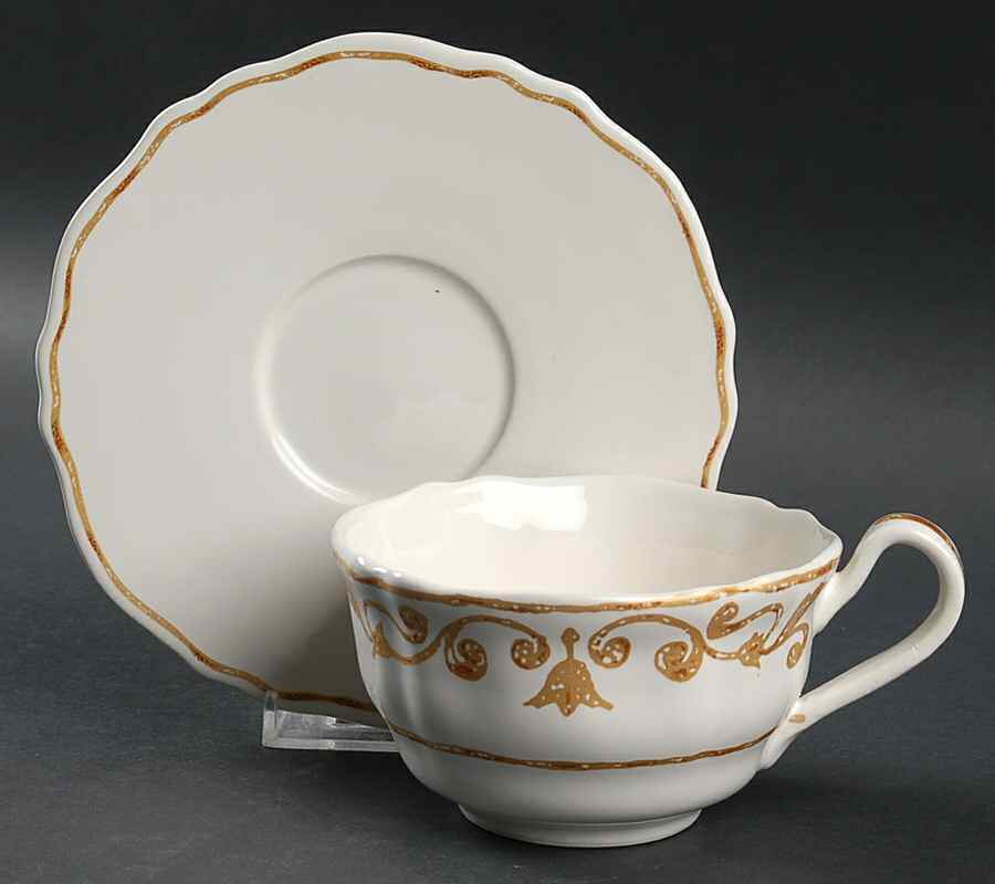 Florentine Gold Flat Cup & Saucer Set by Arte Italica-1