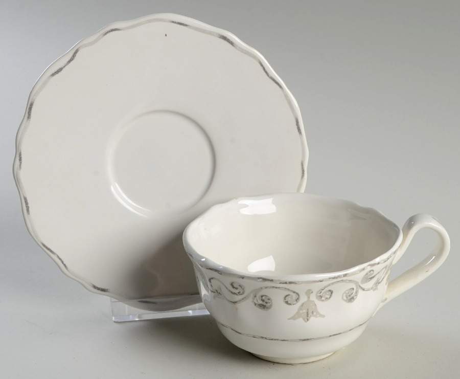 Florentine Silver Flat Cup & Saucer Set by Arte Italica-1