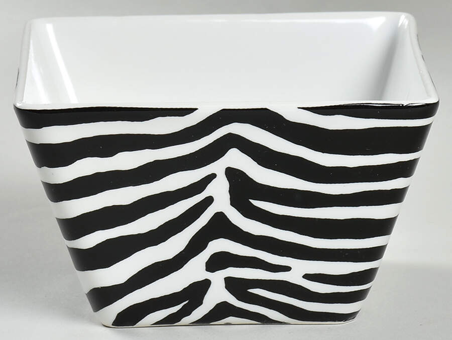 Zebra Black Individual Square Appetizer Bowl by 222 Fifth (PTS)-1