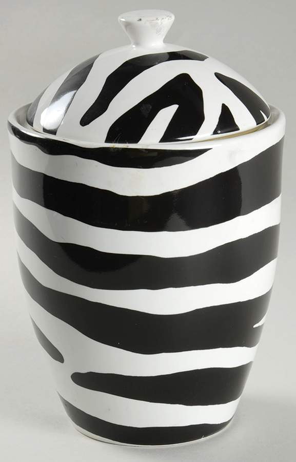 Zebra Black Medium Canister & Lid by 222 Fifth (PTS)-1
