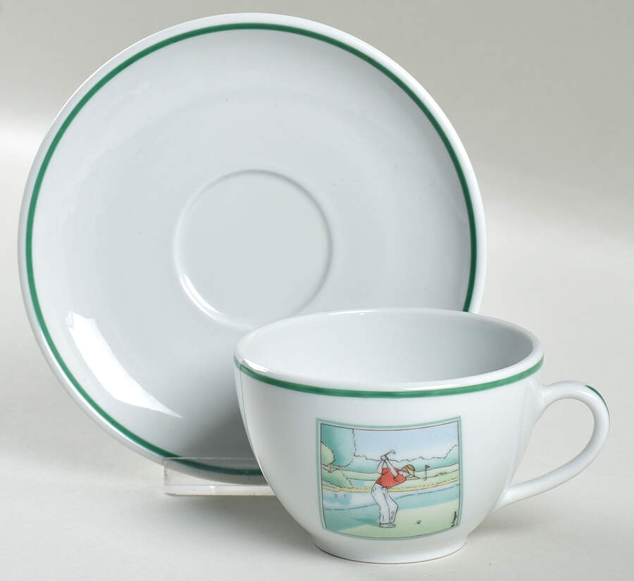 Golf Flat Cup & Saucer Set by Apilco-1