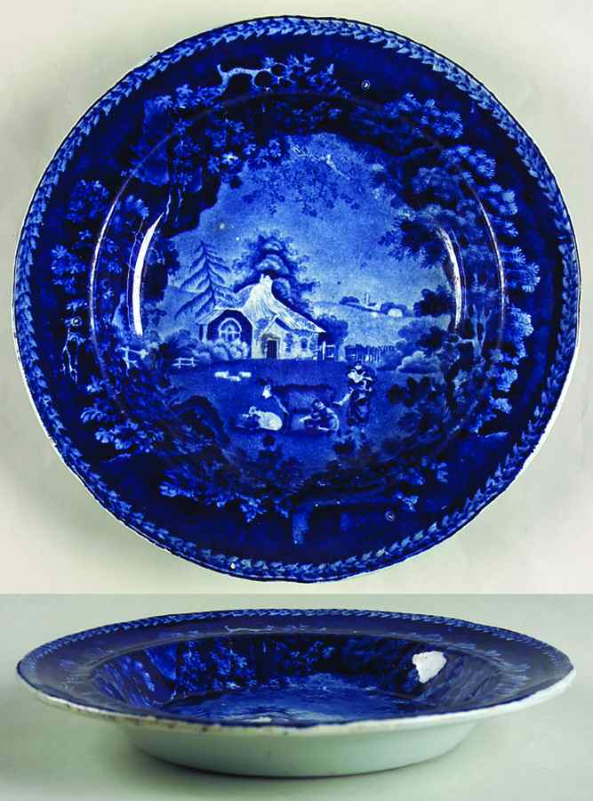 Milking Time Large Rim Soup Bowl by Adams China-1