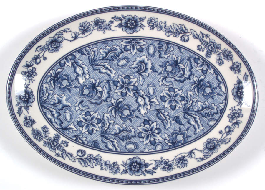 Blue Dynasty 14" Oval Serving Platter by 222 Fifth (PTS)-1