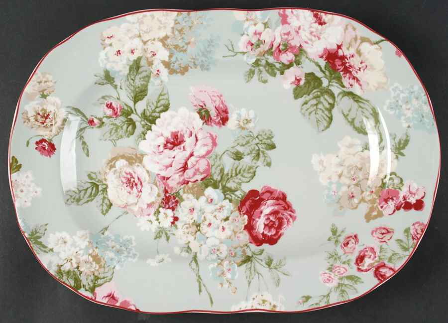 English Rose 14" Oval Serving Platter by 222 Fifth (PTS)-1
