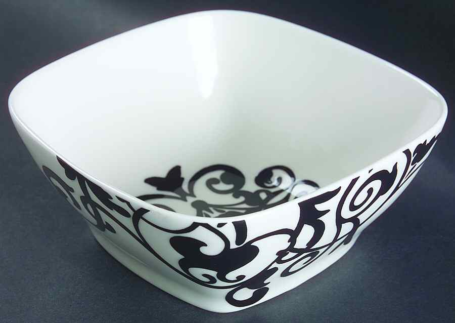 Rococo Black and White Square Soup/Cereal Bowl by 222 Fifth (PTS)-1