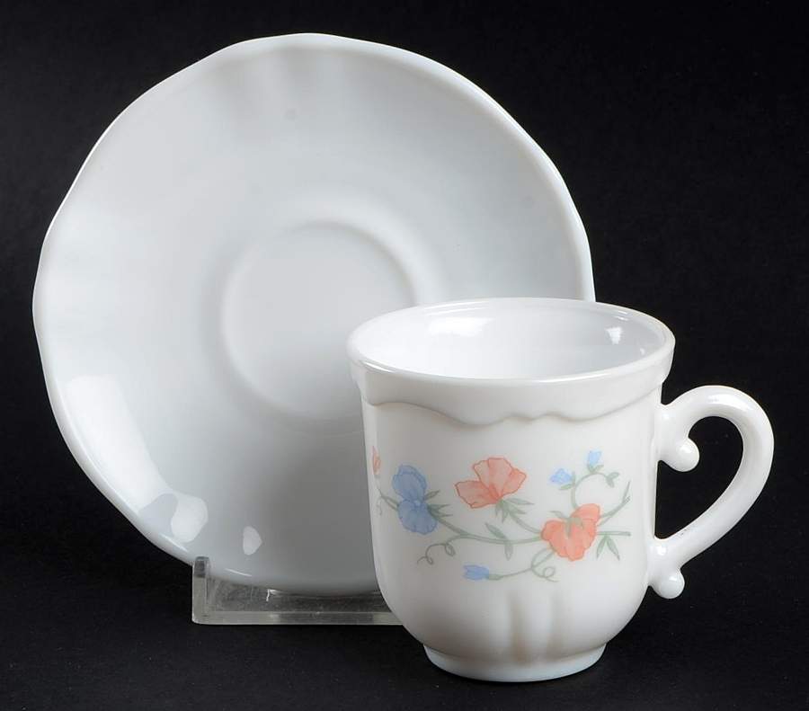 Pois de Senteur Flat Demitasse Cup & Saucer Set by Arcopal-1