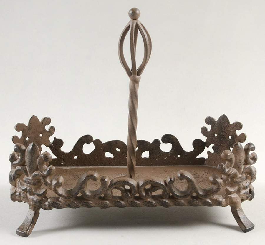 Fleur De Lis Cream Metal Stand for Salt & Pepper by Artimino-1