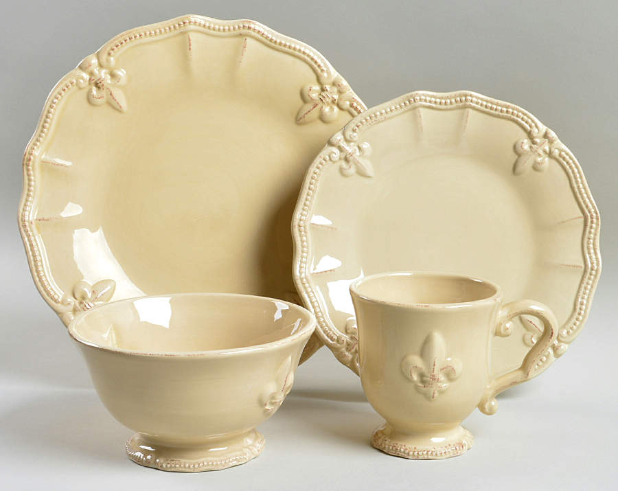 Fleur De Lis Cream 4 Piece Place Setting by Artimino-1