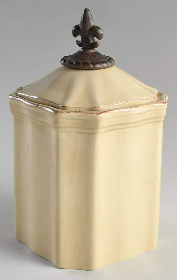 Fleur De Lis Cream Medium Canister & Lid by Artimino-1