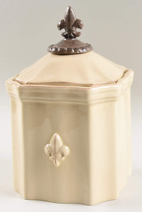 Fleur De Lis Cream Small Canister & Lid by Artimino-1