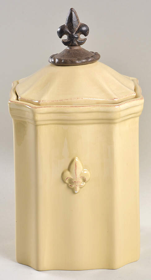 Fleur De Lis Cream Large Canister & Lid by Artimino-1