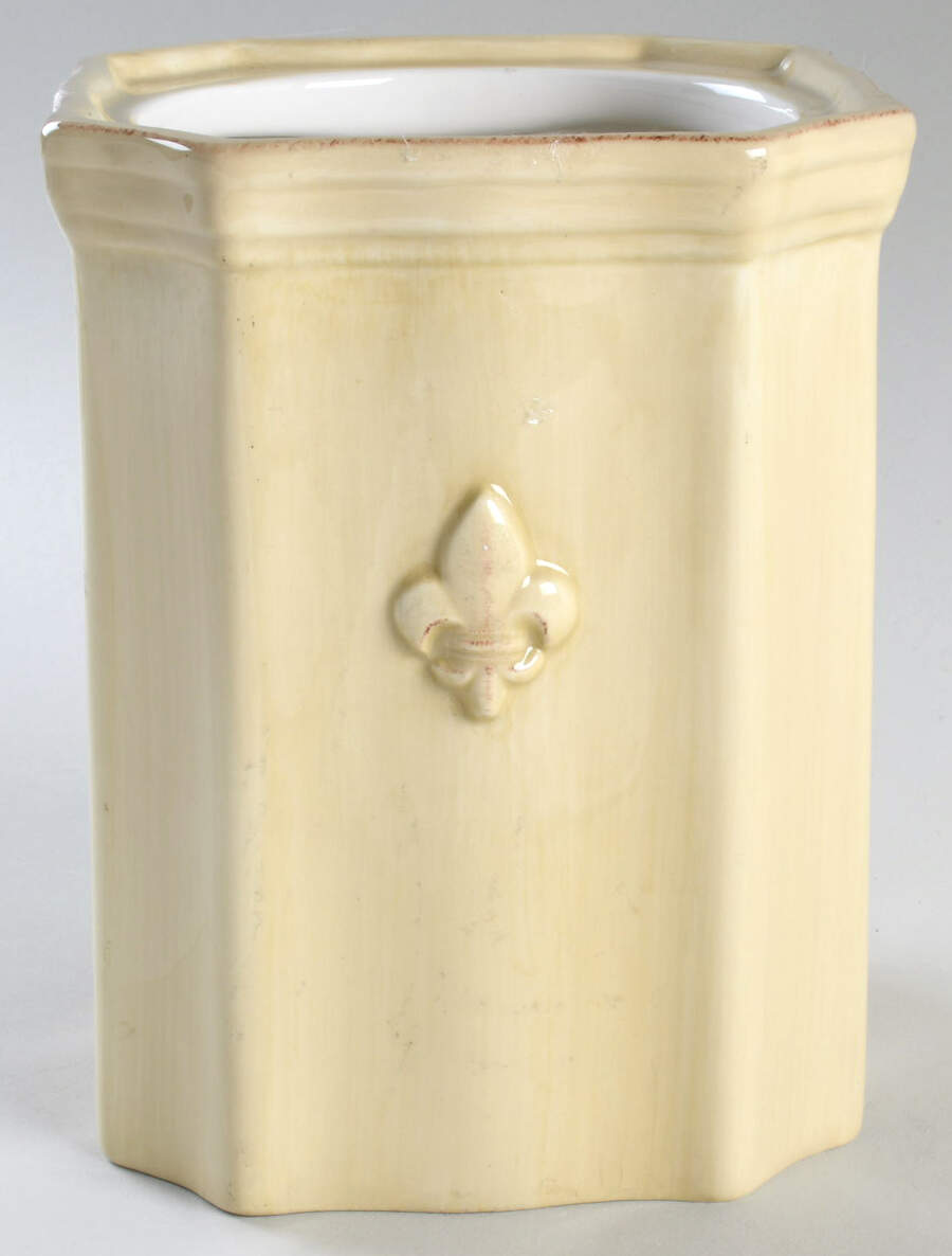 Fleur De Lis Cream Medium Canister No Lid by Artimino-1