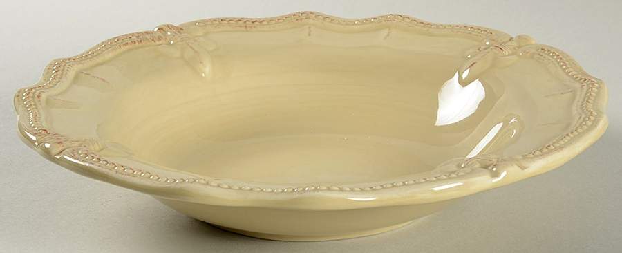 Fleur De Lis Cream Large Rim Soup Bowl by Artimino-1