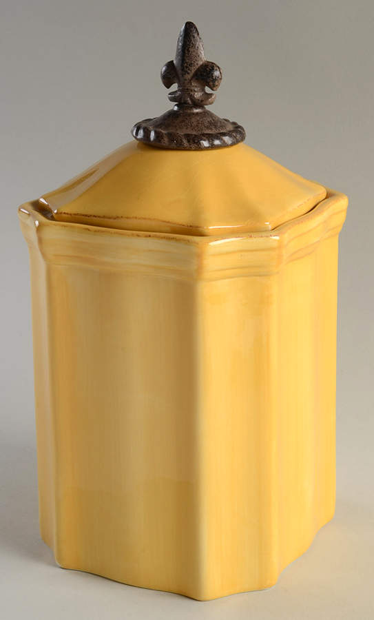 Fleur de Lis Yellow Medium Canister & Lid by Artimino-1
