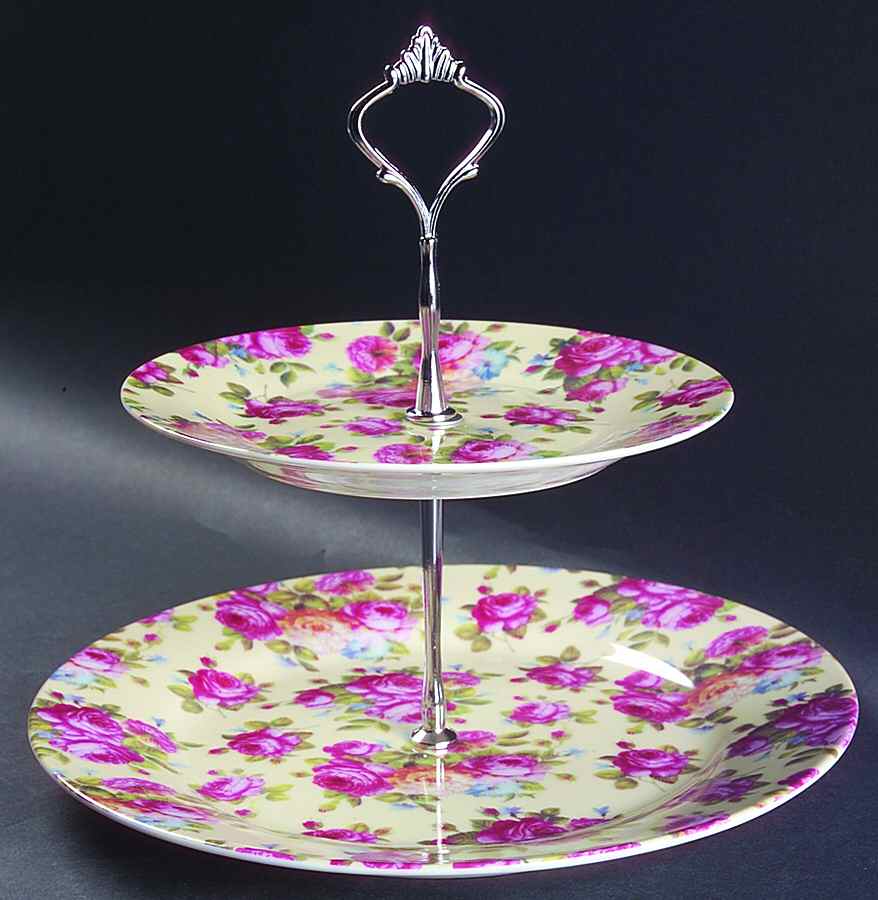 Rose Bud 2-Tier Serving Tray by American Atelier-1