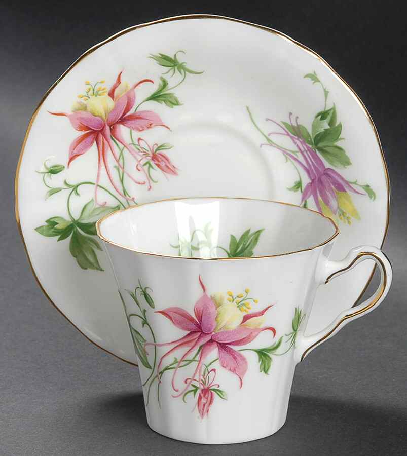 Columbine Flat Cup & Saucer Set by Adderley-1