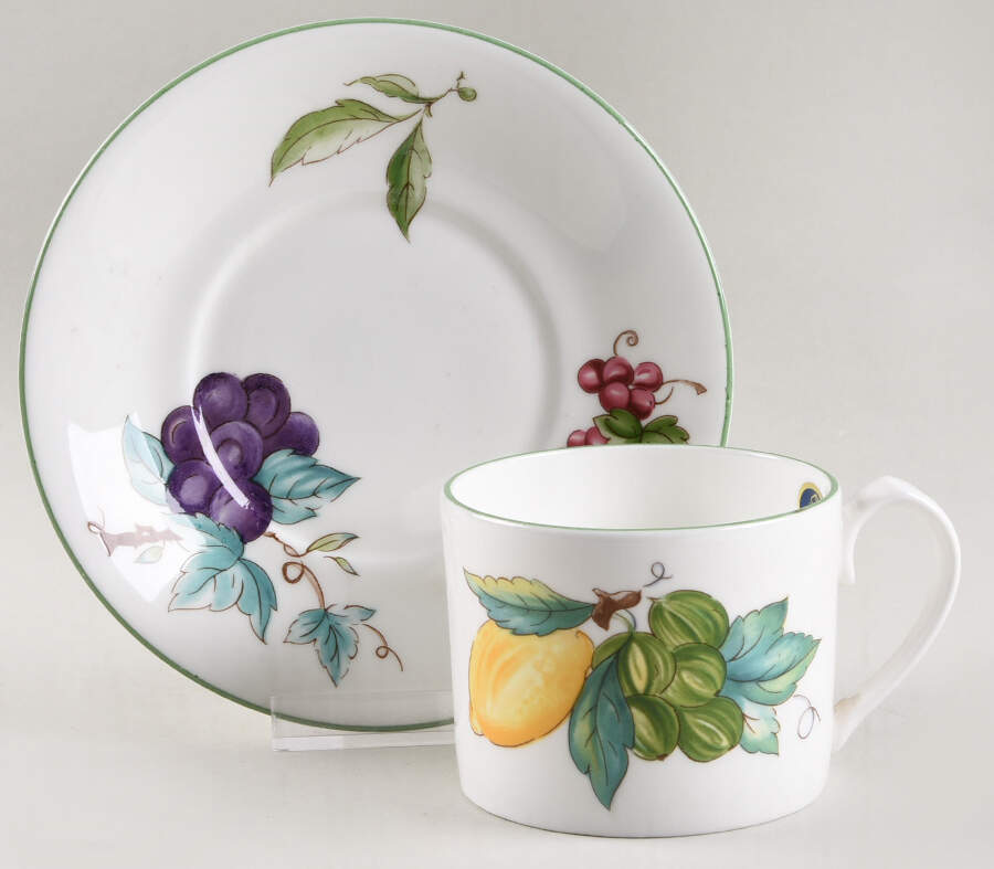 Georgian Fruit Flat Cup & Saucer Set by John  Aynsley & Sons-1