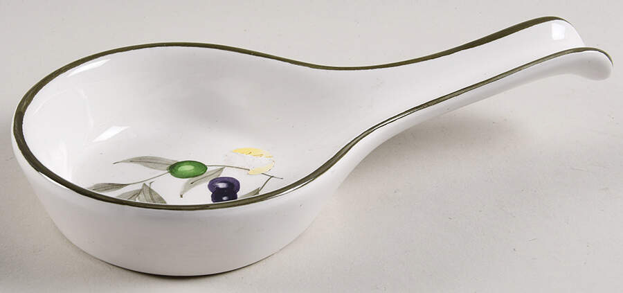 White Olives Spoon Rest/Holder (Holds 1 Spoon) by 222 Fifth (PTS)-1