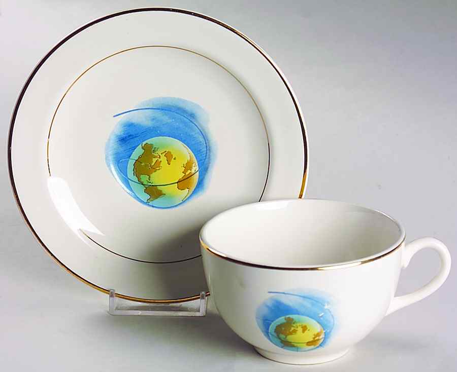 AAU2 Flat Cup & Saucer Set by American Ceramic Ind-1