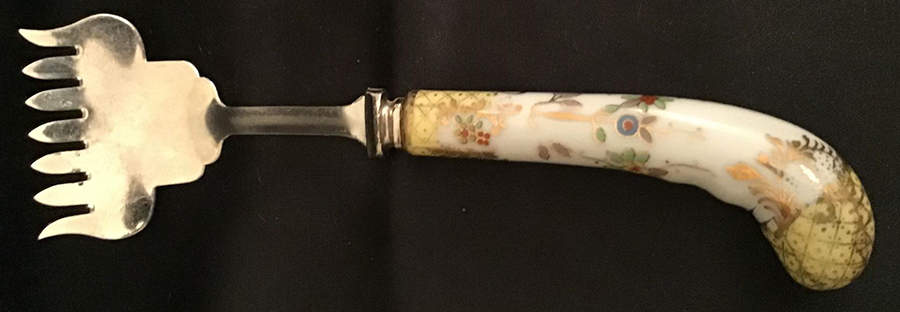 Floraine (Yellow) Sardine Fork with Stainless Tines by A & E Lewis (Germany)-1