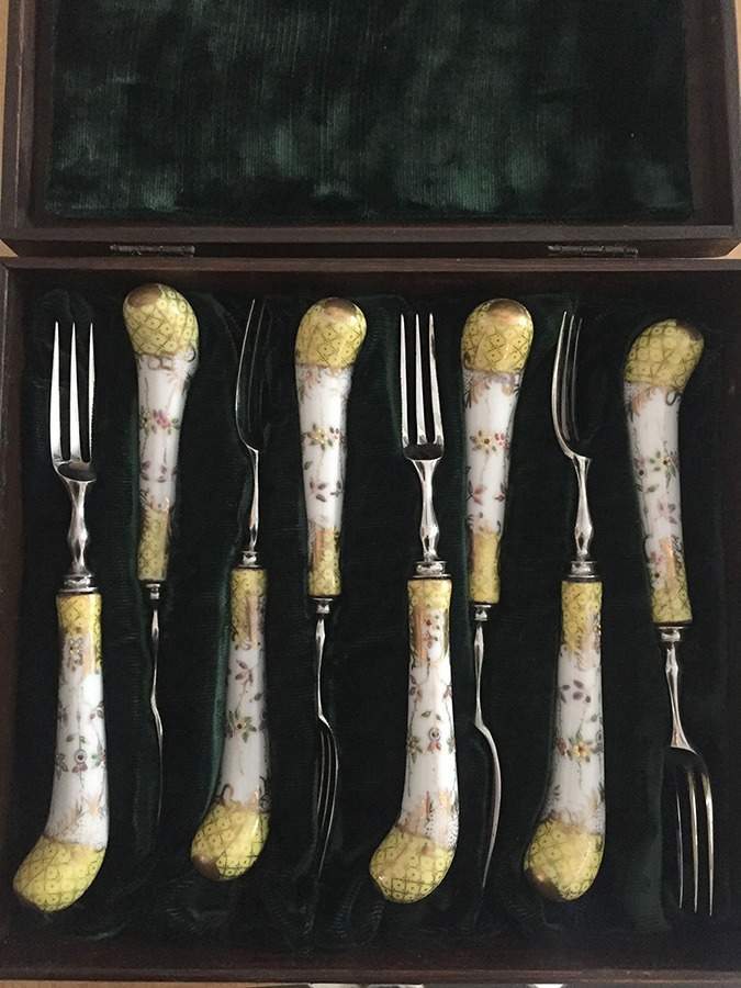 Floraine (Yellow) Individual Fruit Fork with Stainless Tines by A & E Lewis (Germany)-1