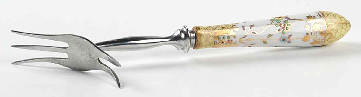 Floraine (Yellow) Dual Serving Fork w/Stainless Tines by A & E Lewis (Germany)-1