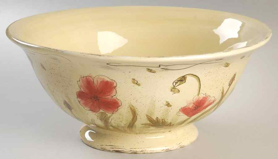 Scribed Poppy 10" Large Salad Serving Bowl by Ambiance-1