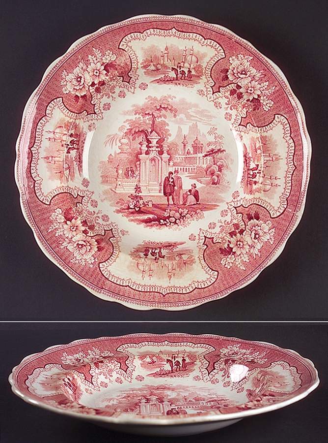 Palestine Red Large Rim Soup Bowl by Adams China-1