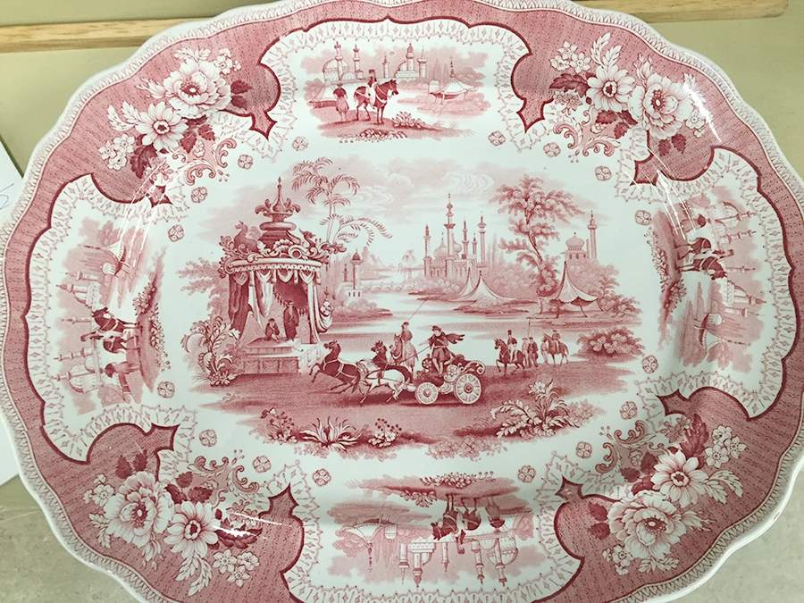 Palestine Red 17" Oval Serving Platter by Adams China-1