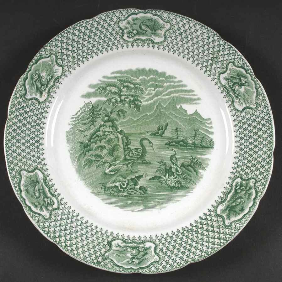 Ornithology Green Luncheon Plate by Adams China-1