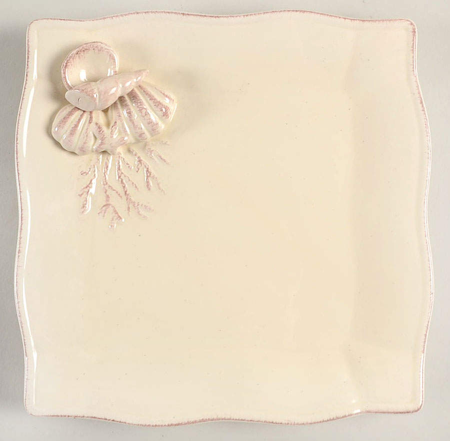 By the Sea Cream Square Salad Plate by Ambiance-1