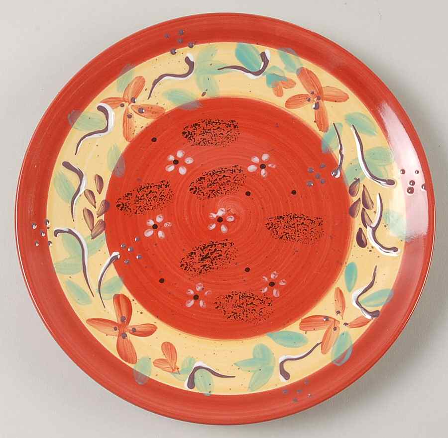 Red Tuscan Floral Salad Plate by Ambiance-1