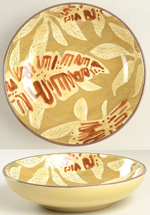 Khaki Leaves 9" Individual Pasta Bowl by 222 Fifth (PTS)-1