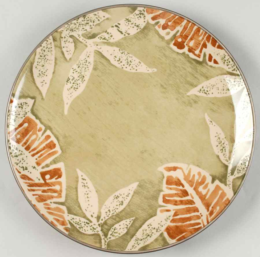 Khaki Leaves Dinner Plate by 222 Fifth (PTS)-1