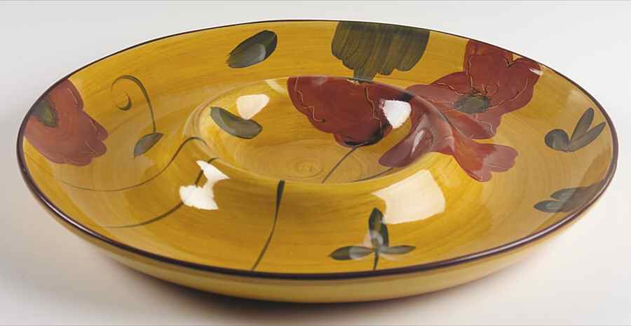 Fleur Rouge (Country French, Brown Trim) 1 Piece Chip & Dip by Ambiance-1