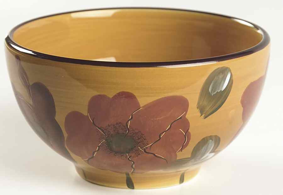 Fleur Rouge (Country French, Brown Trim) Dessert Bowl by Ambiance-1