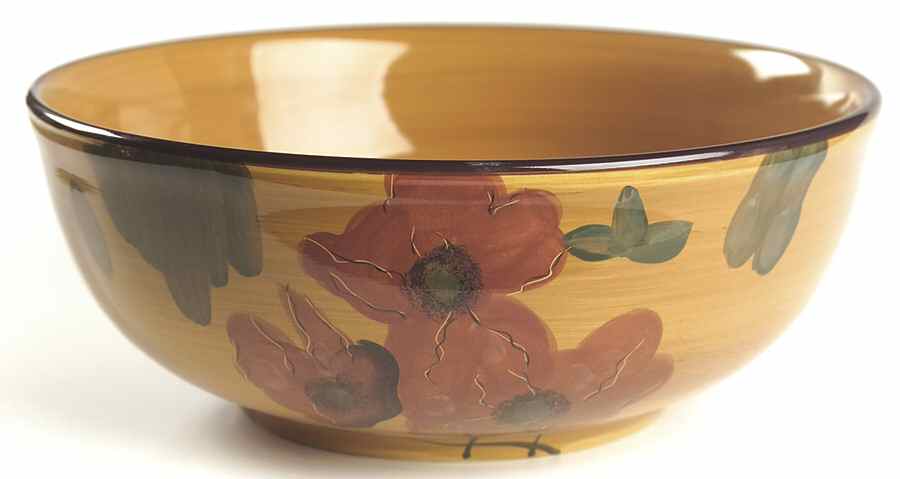 Fleur Rouge (Country French, Brown Trim) 11" Round Serving Bowl by Ambiance-1
