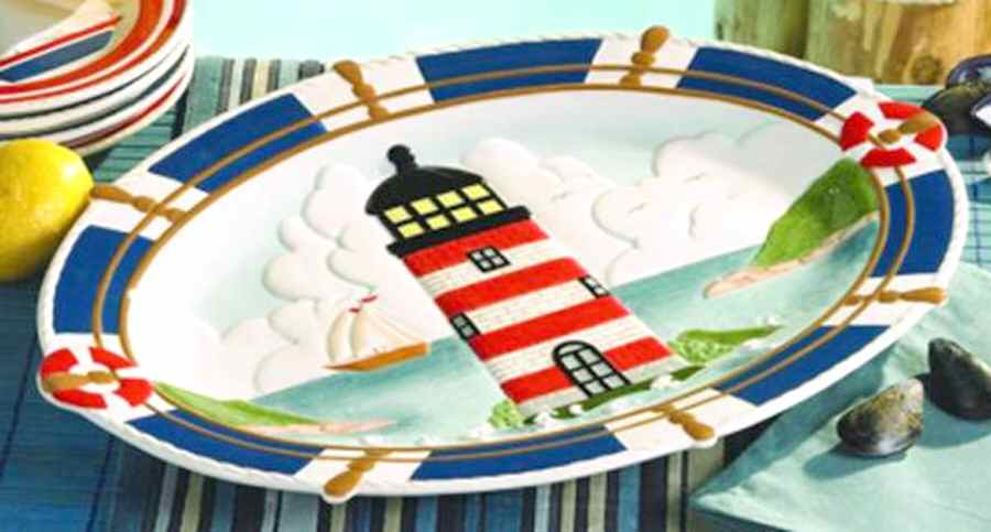 Nautical 18" Oval Serving Platter by American Atelier-1