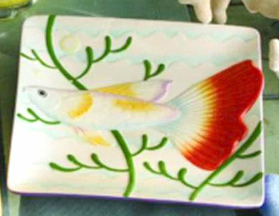 Tropical Fish Square Salad/Dessert Plate by American Atelier-1