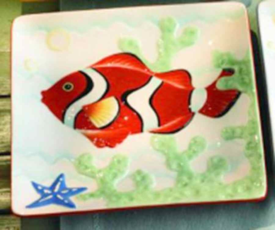 Tropical Fish Square Salad/Dessert Plate by American Atelier-1
