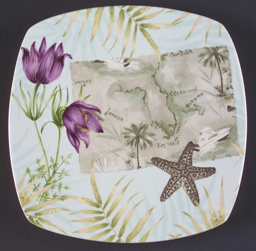 Travel Carribean Aqua Salad Plate by 222 Fifth (PTS)-1