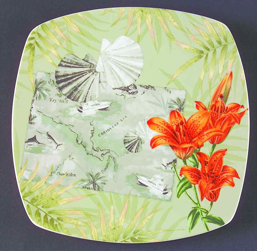 Travel Carribean Khaki Salad Plate by 222 Fifth (PTS)-1
