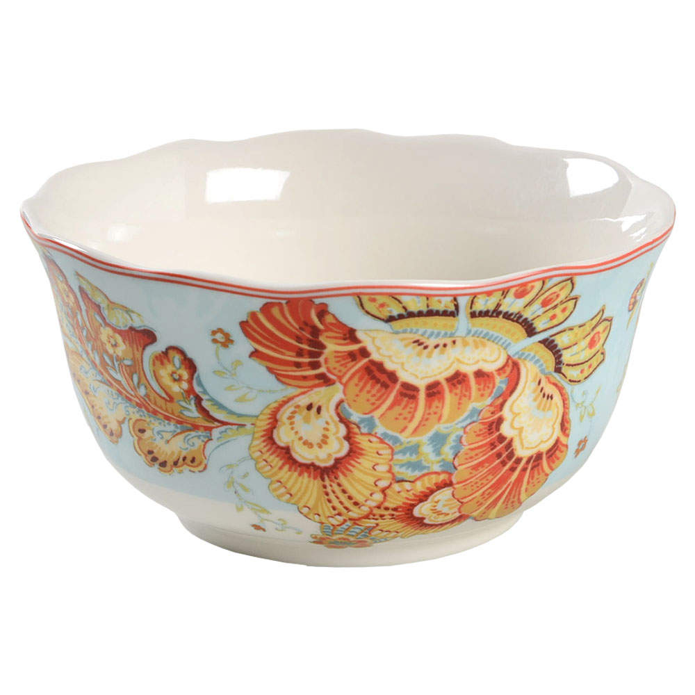 222 Fifth Gabrielle Cereal Bowl - Cream With Floral Paisley Design, Porcelain, 5 3/4"