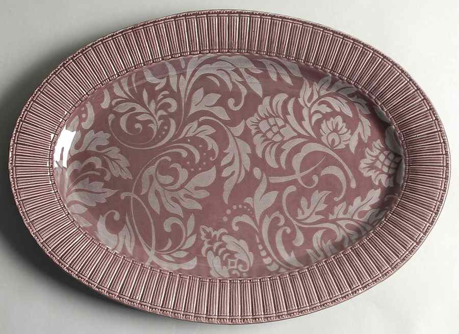 Brocade Mauve 16" Oval Serving Platter by Ambiance-1