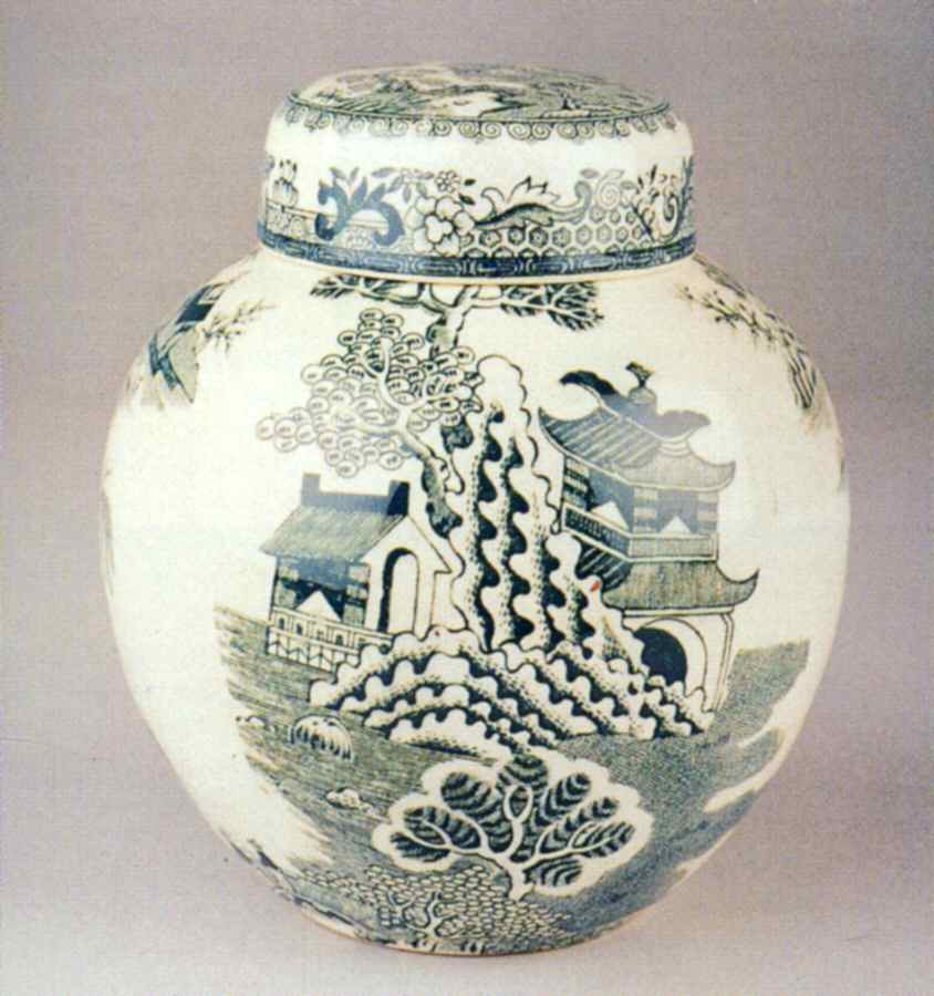 Green Willow Small Ginger Jar & Lid by Ashworth Bros-1