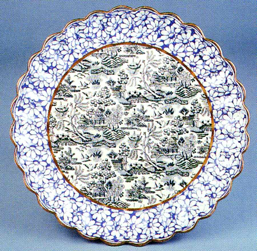 Daisy Blue and Black Round Compote (Height X Width) by Adderley-1